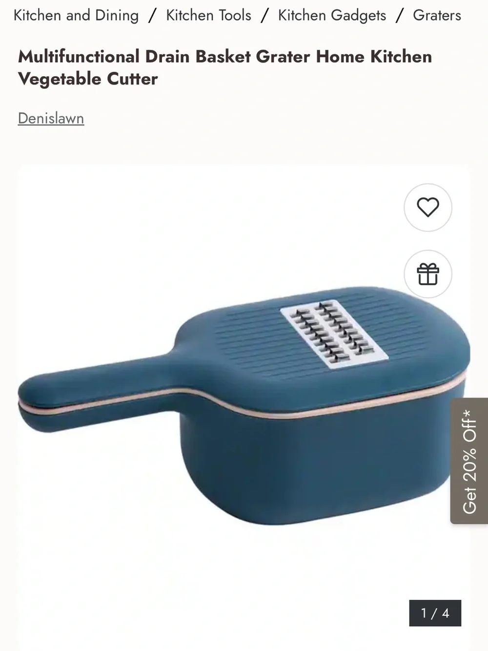 Multipurpose Handheld Grater & Drain Basket - Teal
